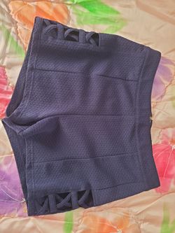 Dark Blue/Navy Blue High Waisted Cut Out Dress Shorts