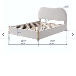 Curved Headboard Bed with Solid Wood Frame