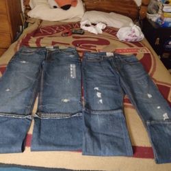 I Have 2 Pair  Men Jeans Aeropstale New Sizes 32/32 Same Brand DIFFERENT Designs Patterns 