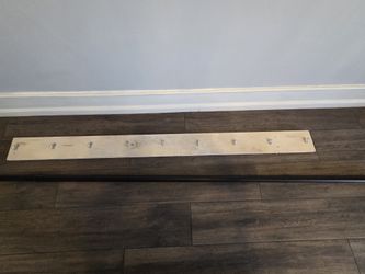 COAT Hat Wall HOOKS Wood Board, double Metal Hooks each w/Screws