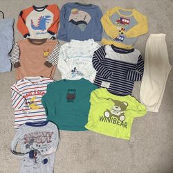 15 pc toddler boy cloth top & bottom sweater T shirt long sleeve pant bottom size 2-3 years  ALL HAD FLAWS!!! All has stains!!! So all for $5 or free 