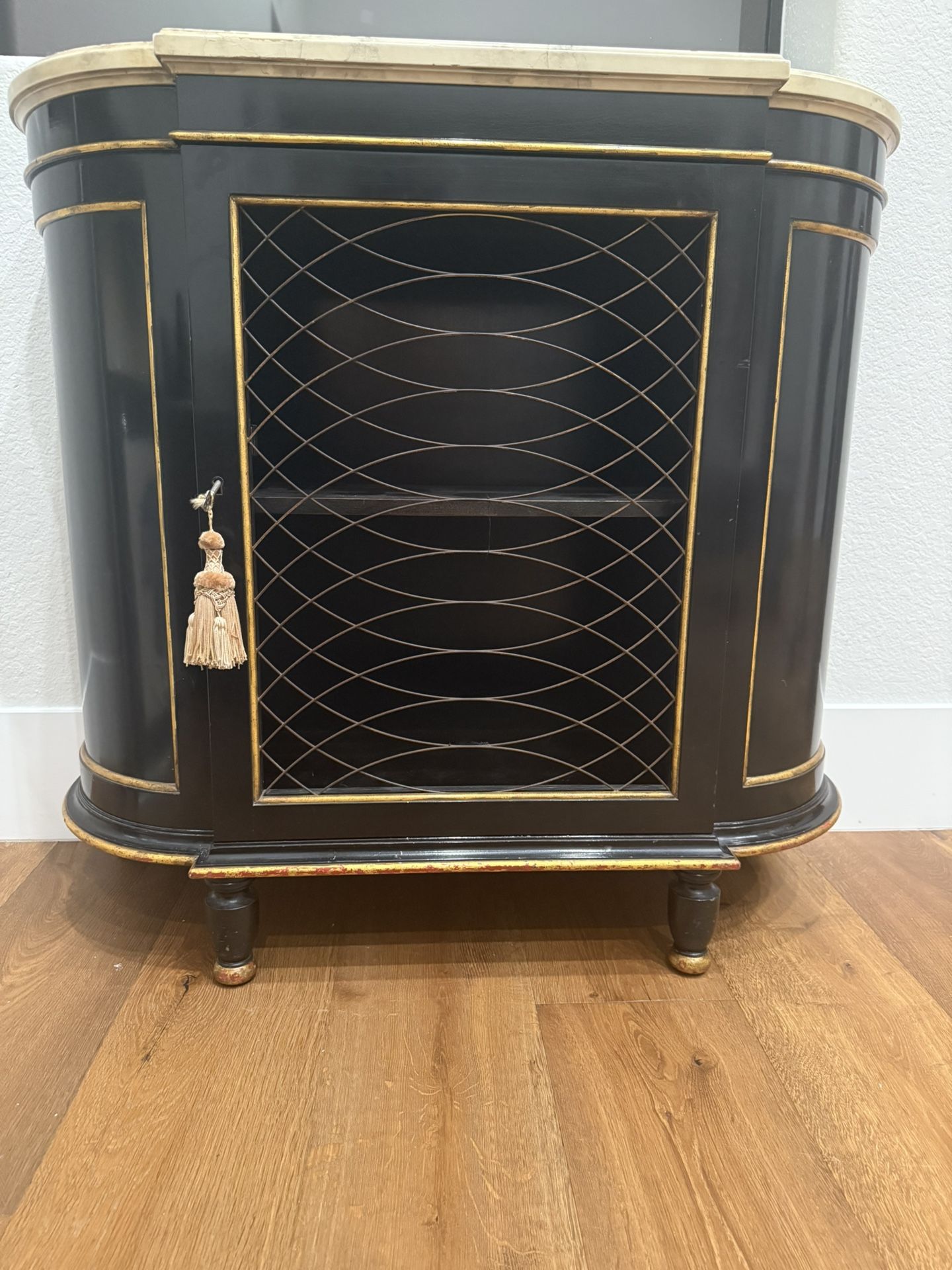 Antique BAKER FURNITURE Cabinet Curio Black w/Gold