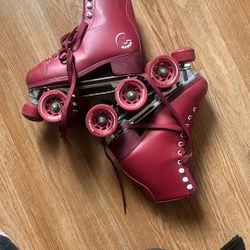 C7  Red Roller Skates Size 6.5 -7 