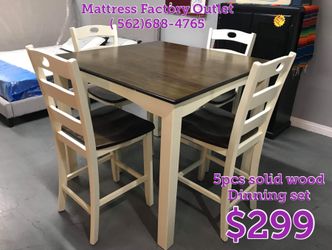 5pcs dinning set solid wood counter height