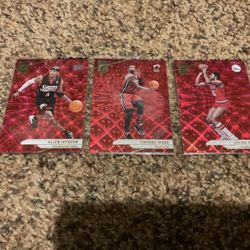 3 HOF 2023 Elite International Red SP Basketball Cards Allen Iverson, Dr. J., Dwyane Wade 