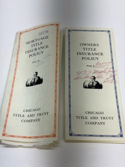 Vintage Chicago Title & Trust Co Insurance Policy Documents 1950s Paper Ephemera