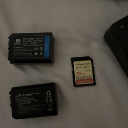 Camera Batteries + SD Card + lens duster + Battery Charger + IPhone adapter for SD Card