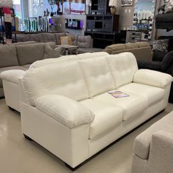 Brand New 2pc White Leather Sofa/Loveseat