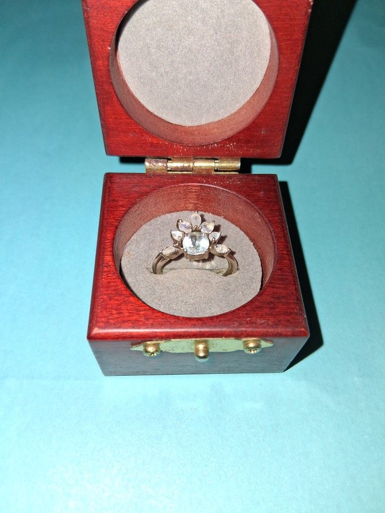 Aquamarine And Moonstone Ring Set