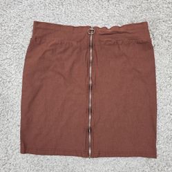 Lily Morgan Skirt Womens Large Brown Front Zip Stretch Pencil Casual Soft Modern 