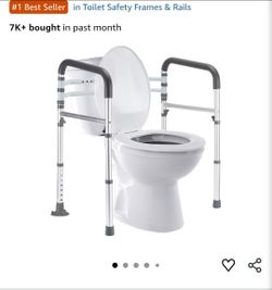 New Toilet Safety Rails (350 lb), Adjustable Toilet Frame for Elderly, Seniors, Handicap & Disabled, Foldable Handicap Toilet Handles Fit Any Toilets 