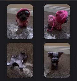 Grey American girl doll dog w/ robe 