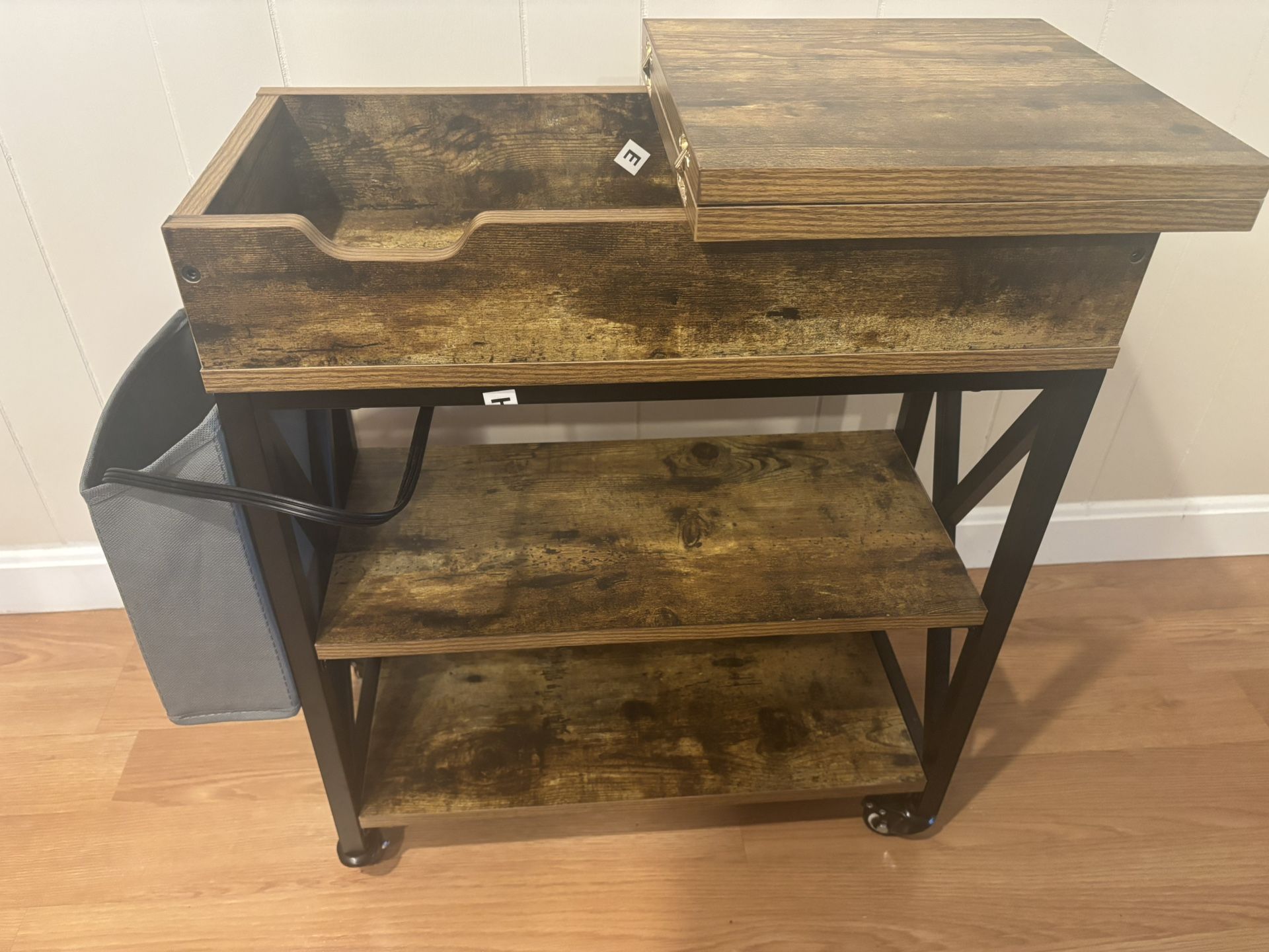 Side Table On Wheels With USB & Outlets