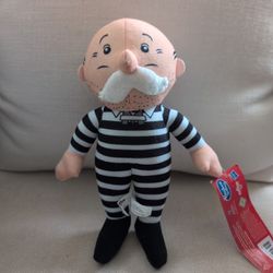 Mr Monopoly Jailbird 10" Plush With Tags