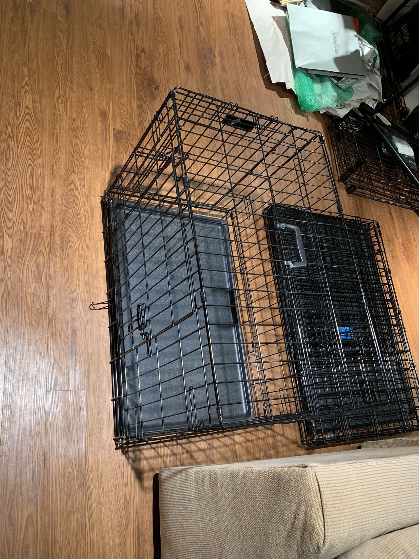 Medium size dual gate dog crate.