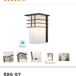 Home Decorators Collection 1-Light Forged Iron Outdoor Wall Lantern Sconce with Opal Glass