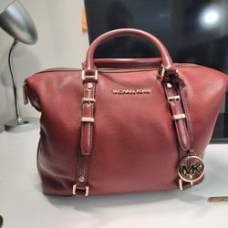 Genuine Leather Michael Kors Burgundy Satchel