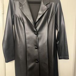 Black Faux Leather Coat