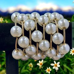 Large Pearl Gum-ball  Bracelets  With Gold Wire in Between Bracelets New SET OF 3