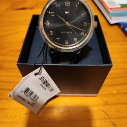 Tommy Hilfiger Men’s Watch Black Dial, Brown Leather Band 1791660