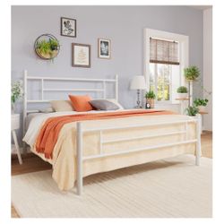 Full size metal silver bed frame with headboard HW53346SL