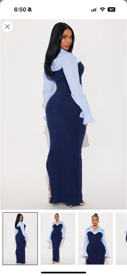 Blue Long Sleeve Dress