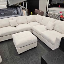 Very  Comfortable 4-pc Sectional Sofa With Ottoman 