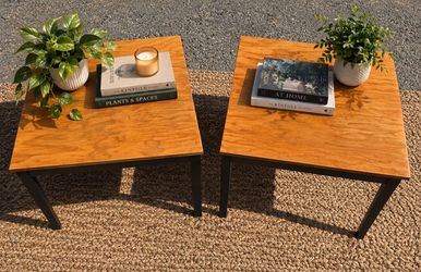 Solid Wood End Tables – Set of 2 – Industrial Modern