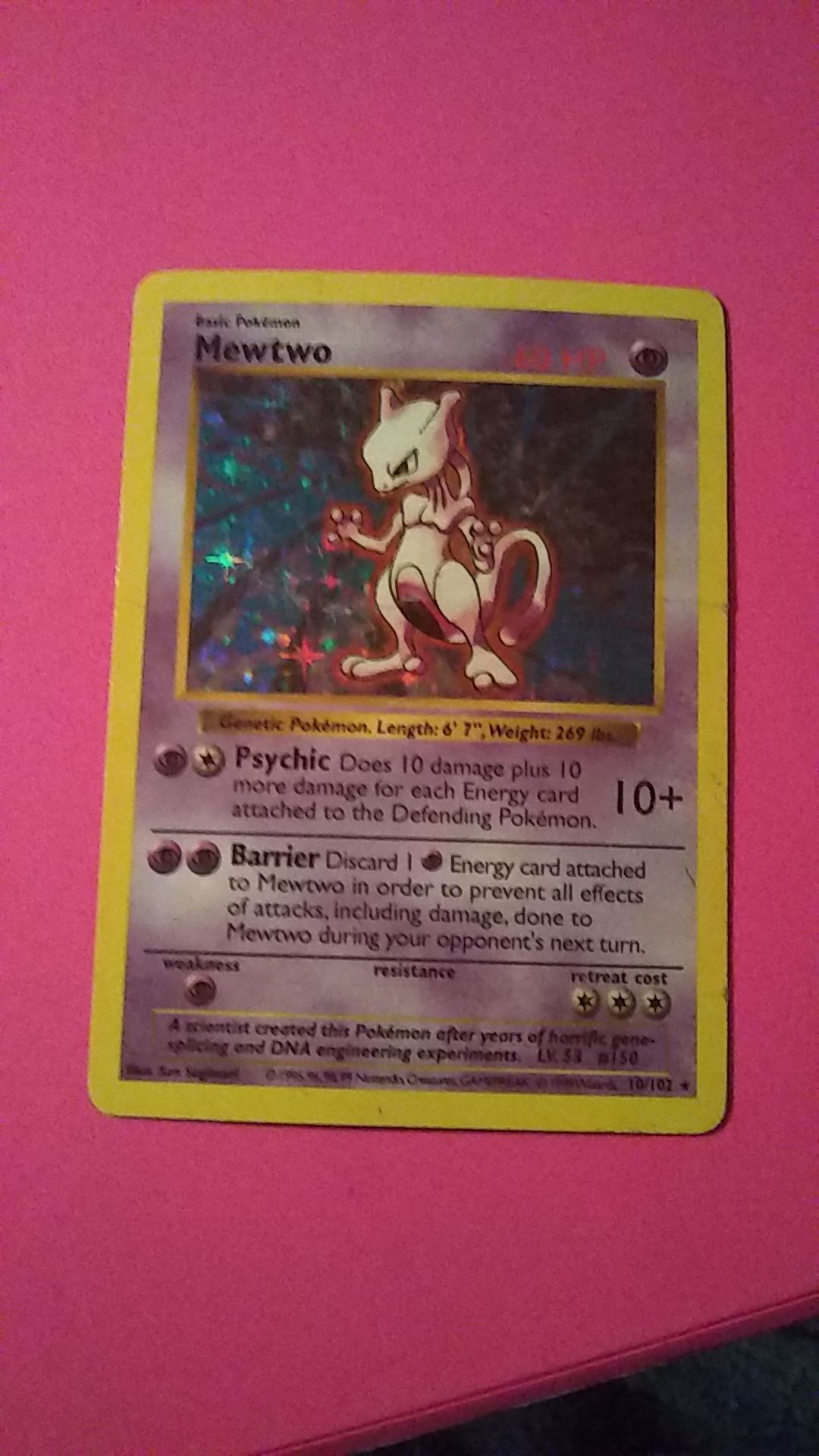 1995 Mewtwo Holographic Pokemon card