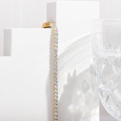 14K Gold Plated Women Bracelets Cubic Zirconia 3mm