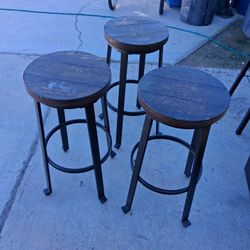 3 Brown Stools 