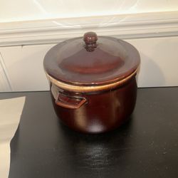 Vintage West Bend Stoneware Bean Pot & Lid
