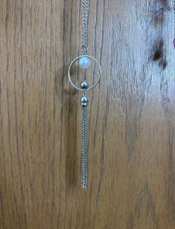 Silver hoop necklace with double lobster claw claps