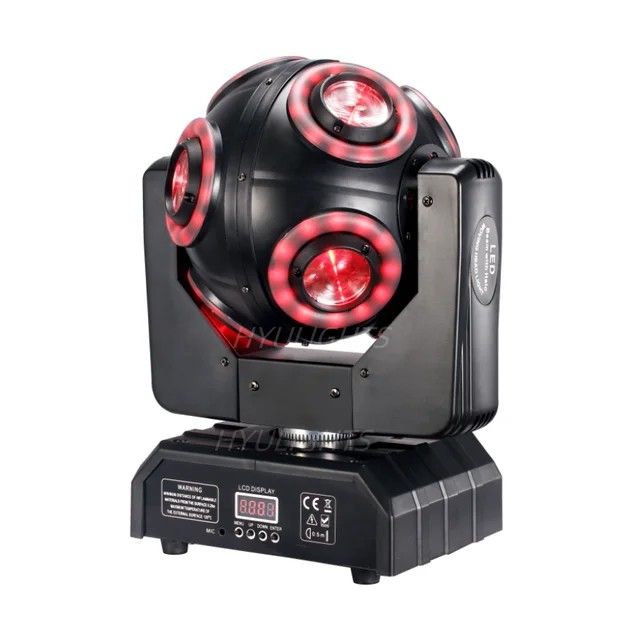 LED Moving Head 8x15W RGBW 4in1 With Halo RGB 3in1Football Light 360 ° Infinite Rotation Beam
