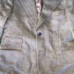 100% Wool Size S-36 Men’s Grey Dress Coat 