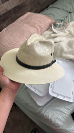Straw Wide Brim Hat with Leather Band