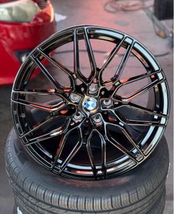 🔥NEW 19” BMW GLOSS BLK WHEELS COMPETITION STYLE RIMS 5x112 & 5x120 AVAILABLE + NEW TIRES FULL SET
