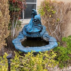 Dolphin Fountain And 2 Stone Lions