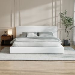 Airframe King Size Modern Chenille Cloud Foam Upholstered Platform Bed Frame, 5 Inch Foam Cushioned, No Box Spring, Easy Assembly