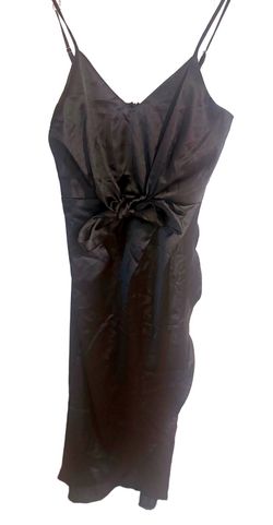 New CUPSHE Black Satin Spaghetti Strap Tie-Front Midi Dress