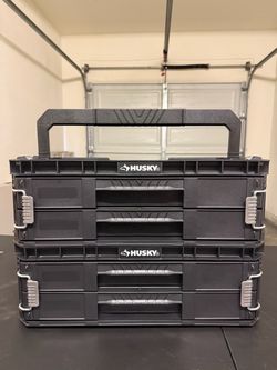 Husky Connect Stackable 2-Drawer Tool Boxes – Set of 2
