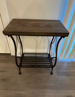 Wood Top Metal Frame Side Table