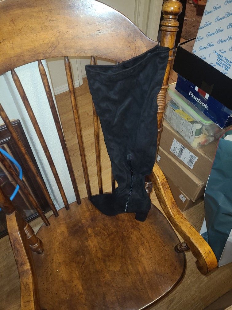 Thigh High Heeled Boots Black Size9