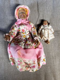 Vintage Porcelain and hand carved dolls
