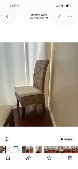 2 pack Wicker High-Back Dining Chair with Cushion