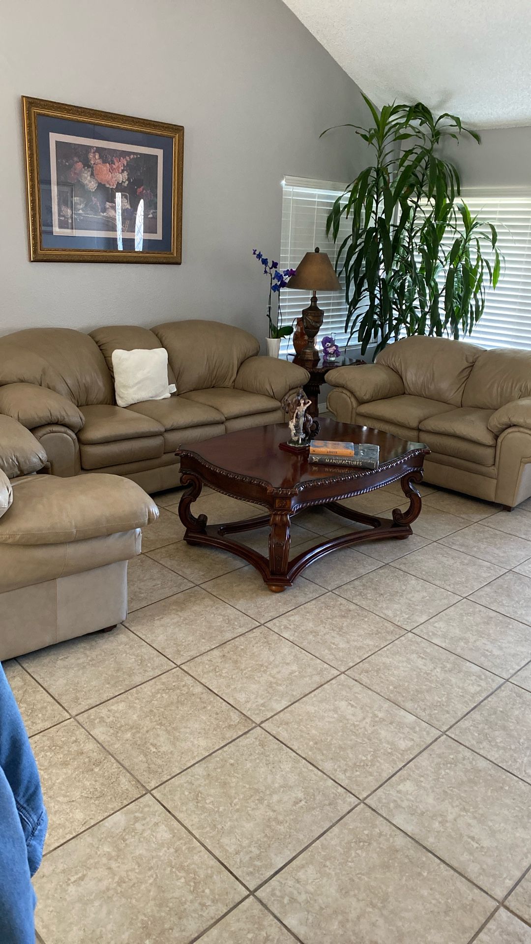 Living Room Leather Sofa Set 