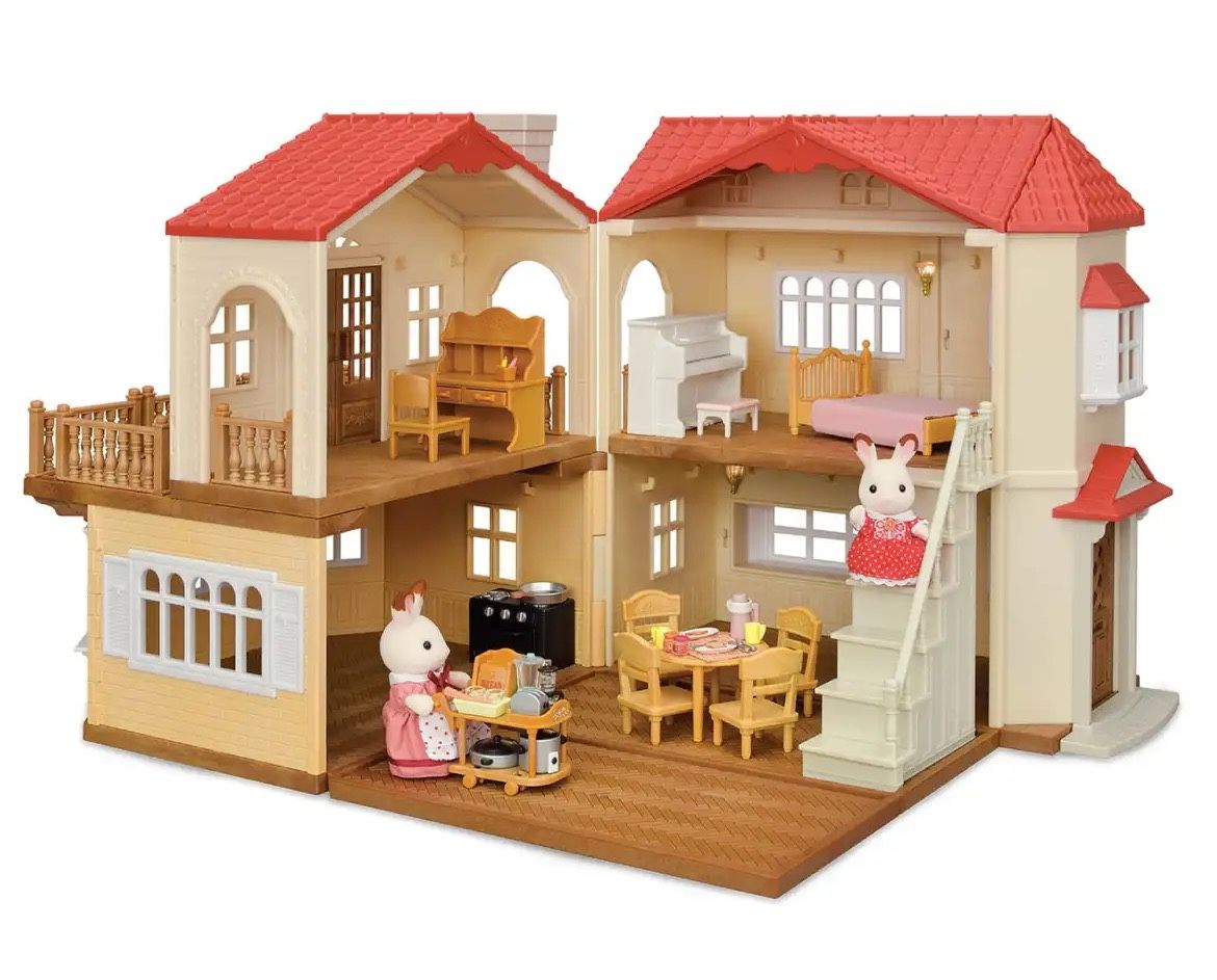 Calico Critters Red Roof Country Home, Dollhouse Playset with Figures, Furniture and Accessories