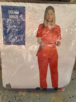 Woman’s Halloween costume Inmate