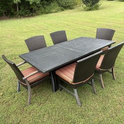 Outdoor Dining Table with Storage and 6 Chairs