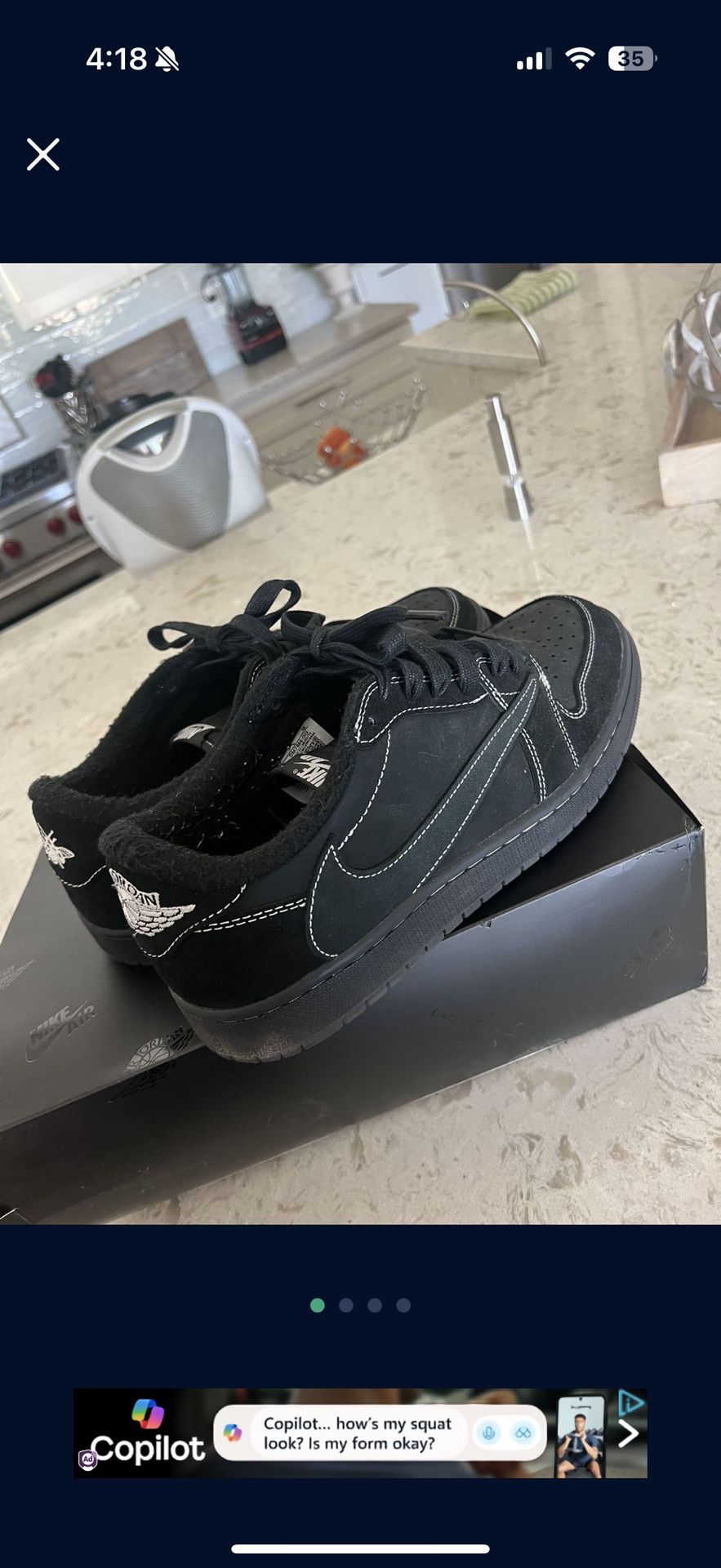 Travis Scott Jordan 1 Low Size 10.5 Black Phantom Cactus Jack 